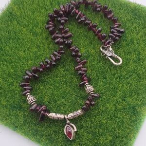 Stunning Garnet Sterling Silver Turkish Necklace Museum Worthy 17 Inch N3804